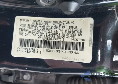 2013 Toyota Corolla Le z USA, uszkodzony, nr VIN 5YFBU4EE9DP077616